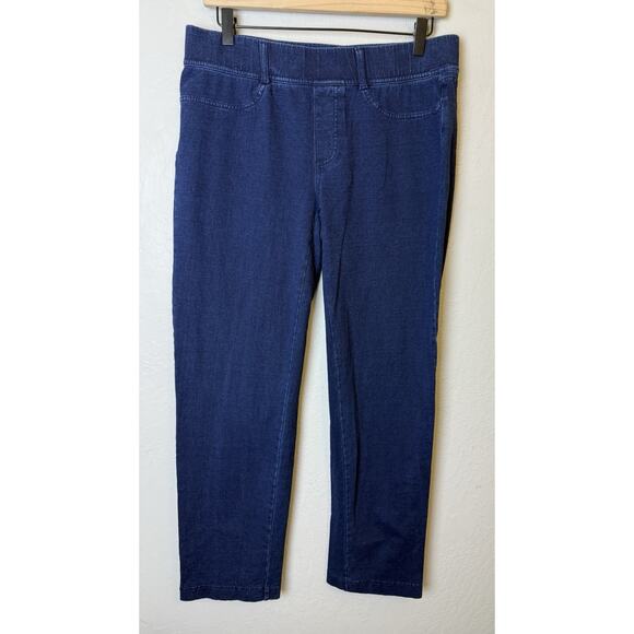 Lands End Starfish Blue Jeans Pull On Stretch Knit Straight Leg Women MP (10-12) - Picture 1 of 3
